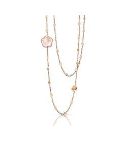 Pasquale Bruni Bon Ton Rose Gold Pink Quartz Diamond Necklace 15624R