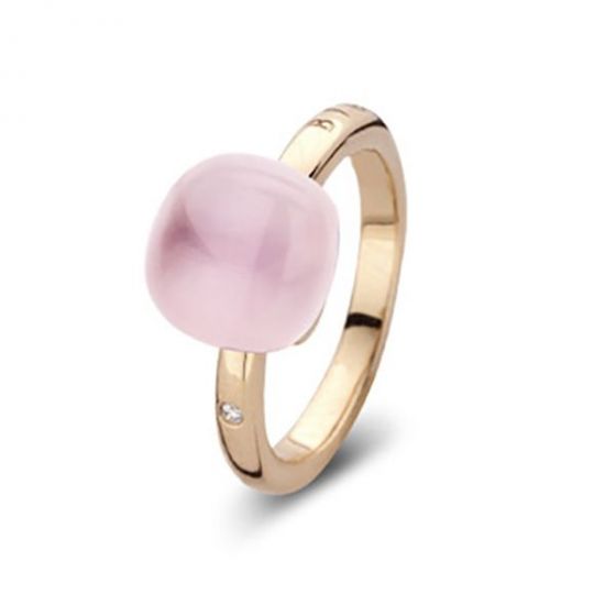 BIGLI Mini Sweety Rose Gold Pink Quartz Diamond Ring 20R88RPQMP