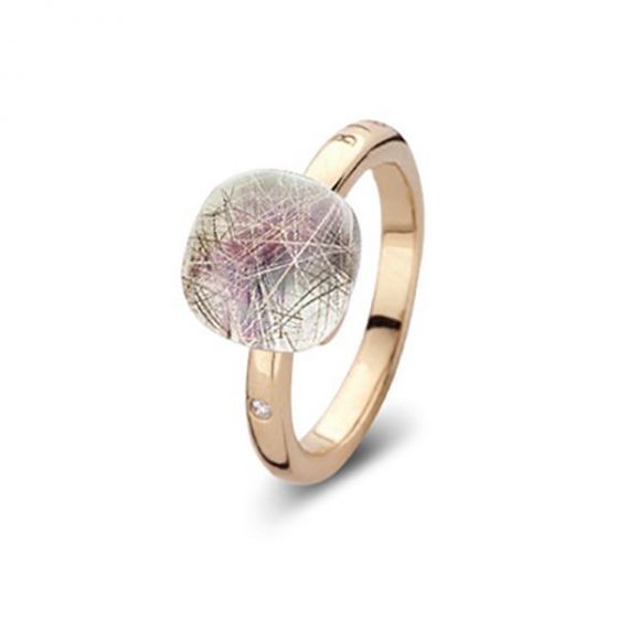 BIGLI Mini Sweety Rose Gold Rutilated Quartz Ring 20R88RRUTMPBI